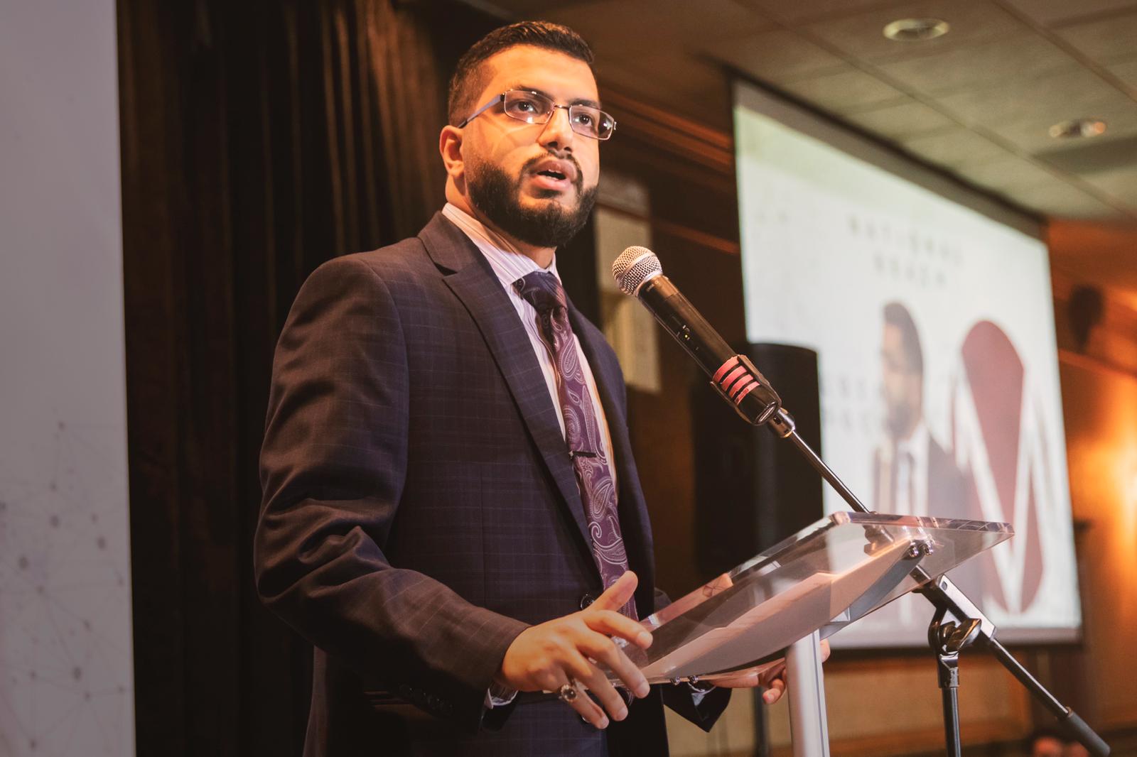 Muslim Family Lawyers founder speaking at a community event
